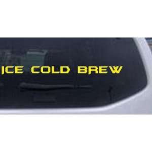 8in X .6in Yellow    I Cold Brew Business Car Window Wall Laptop Decal 