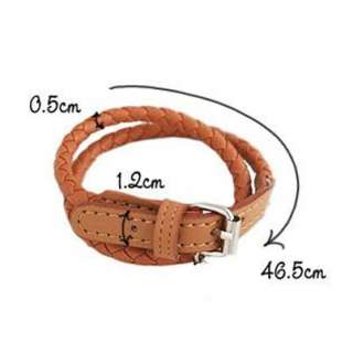 Korean Fashion Leather Double Wrap Belt Bracelet Brown  