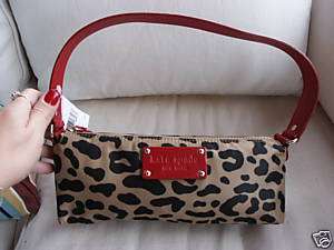   Erin Tabac Camel Leopard Print Purse Handbag Hand Bag cami Clutch Red