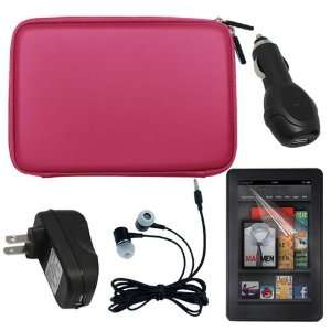   Adapter + Pink EVA Shell Carrying Case + Screen Protector + Headphone