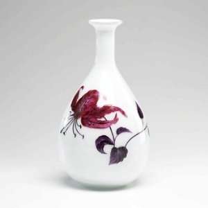   02912 Large Lily Vase, White and Purple Finish