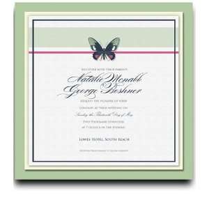  285 Square Wedding Invitations   Butterfly Olive Spice 