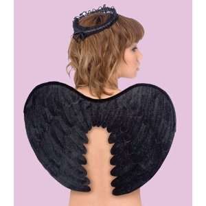  Black Velvet Feather Angel Wings and Halo (1 per package 