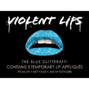 Violent Lips   The Blue Glitteratti   Set of 3 Temporary Lip Appliques