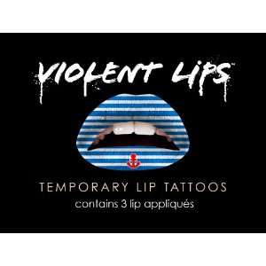  Violent Lips   The Blue & White Anchor   Set of 3 Temporary Lip 