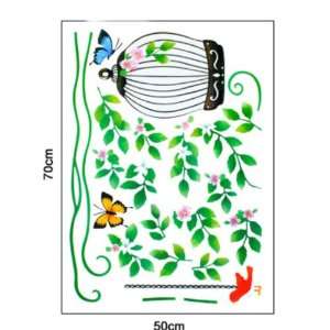   Stick Wall Decals Decoration Wall Sticker Decal   birdcage and leaves