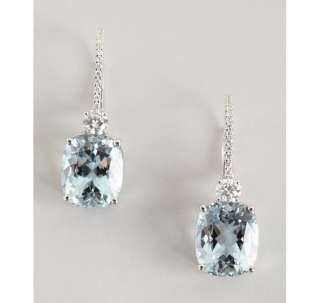 Armadani aquamarine and diamond cushion cut earrings