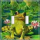 FROG ON WATER LILLY LEAF POND SIGHT DOUBLE SWITCH PLATE