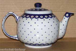 Polish Pottery BOLESLAWIEC TEAPOT TEA POT MOSQUITO DOTS  
