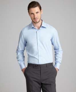 Brioni light blue cotton Ted G point collar dress shirt