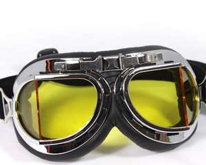 WWII VINTAGE PILOT MOTORCYCLE CRUISER YELLOW GOGGLES  