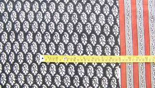 Hand Block Print, Cotton Fabric. Natural Dyes. 2½ Yards  
