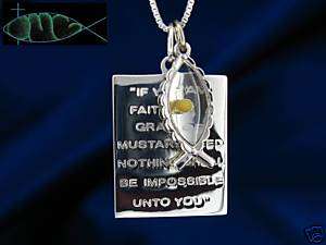 Sterling Silver Mustard Seed Fish and Quote Necklace  