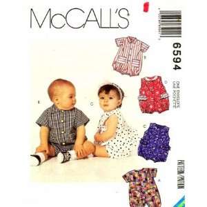  McCalls 6594 Sewing Pattern Infants Jumpsuit Rompers Snap 