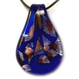   lampwork Murano art glass pendant necklace, leaf, Y24 