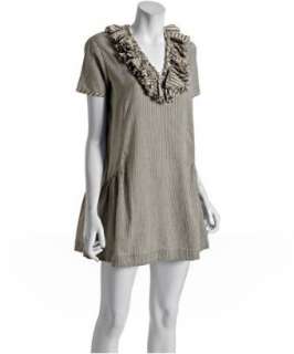 Twenty8Twelve grey striped cotton Hetty ruffle neck dress   