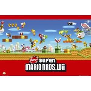  Super Mario Bros. Nintendo Wii   Wood Plaqued Poster 