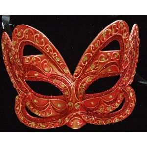   Red Venetian Mask Mardi Masquerade Halloween Costume 