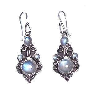   Sterling Silver Rainbow Moonstone Dangle Earrings CaratGems Jewelry