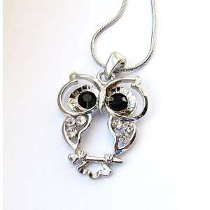  Crystal Night Owl Pendant Necklace 02 