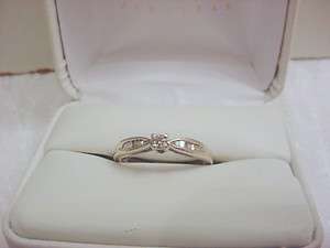 ENGAGEMENT/PROMISE Ring 10K White Gold~.10 Solitaire PLUS Side Diamond 