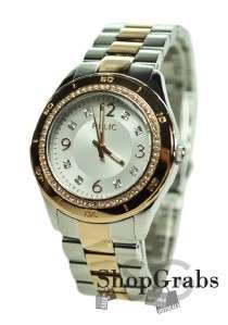 New RELIC Casual Dress Watch Ladies Silver Steel Gold Crystal Bella 