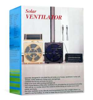 Solar Panel Room Fan, Sun Cell Window Ventilator Black  