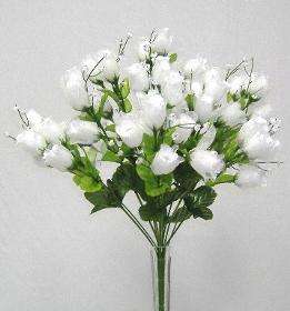 70 MINI ROSE BUDS WHITE Silk Wedding Bridal Bouquet Craft Centerpiece 
