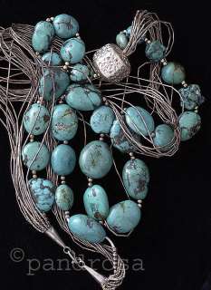 Nice turquoise and silver beads Necklace Afghanistan contemporary 