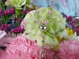   GREEN SAPPHIRE PINK SAPPHIRE DANGLE Y NECKLACE 10K 5.8 GRAMS  