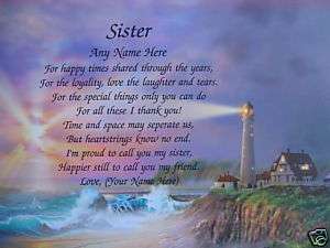 PERSONALIZED POEM FOR SISTER BIRTHDAY OR CHRISTMAS GIFT  