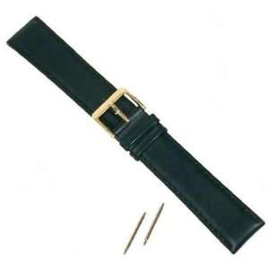  Long Watch Band Black Geniune Padded Calf Leather 20mm 