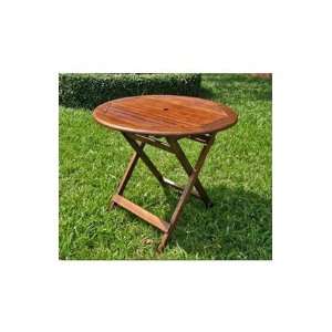  Lauren & Co Acacia Round Folding Table With Straight Legs 