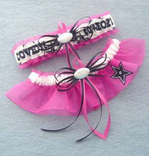 Dallas Cowboys Jewel Hot Pink Wedding Garters wGift Box  