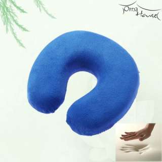 Blue Memory Foam U Shaped Neck Rest Travel Pillow  