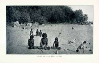   Print Australian Aborigines Natives Indigenous People Beach Dogs Canoe