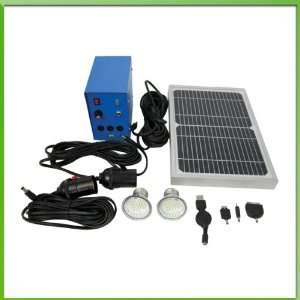   solar panel, 5Ah battery, charge controller, USP port with cell phone