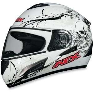  AFX FX 100 Sun Shield Helmet, Pearl White Skull, Size: Md 