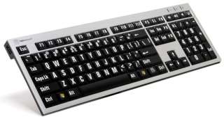   XL Large Print Slim Keyboard for PC USB Wired White on Black  
