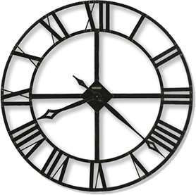32 diameter wrought iron wall clock Features stamped Roman numerals 