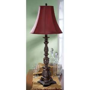   Lamp with Bronze Finish Tripod Base & Red Bell Shade