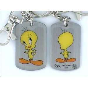 Officially Licensed Tweety Bird Dog Tag Key Chain Ring with Clip Flop 