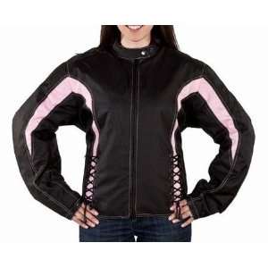   Pink Textile Motorcycle Racing Jacket with Air Vents and Side laces
